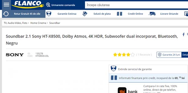 Caracteristici Soundbar Sony HT-X8500 la Flanco 2.1 canale Caracteristici Soundbar Sony HT-X8500 la Flanco 2.1 canale
